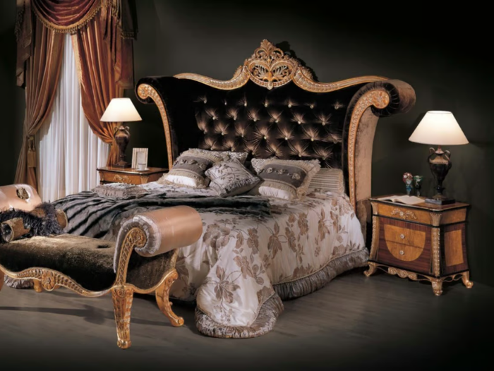 3131 - Velvet double bed with tufted headboard _ Bellotti Ezio